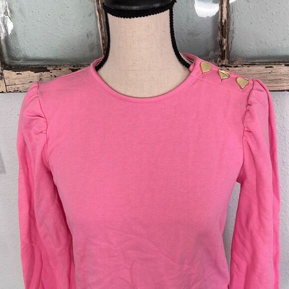 Charter Club Womens Top Heart Button Shoulder Long Sleeve Pink Size Petite NWT - Picture 4 of 14